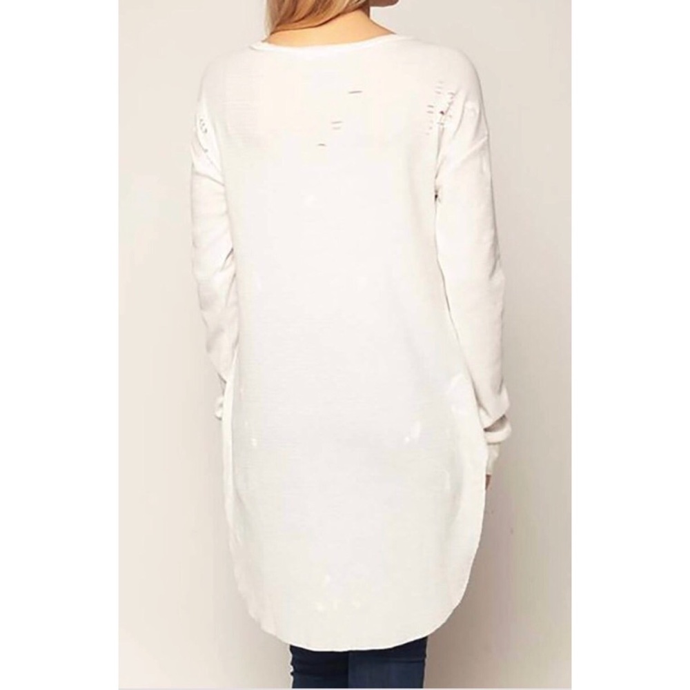 White Long Sleeve Distressed Top - Picture 3 of 3